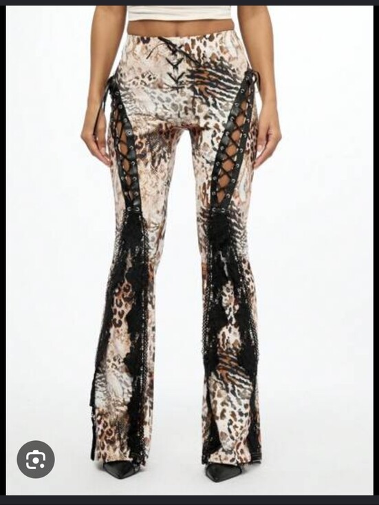 SHEIN Pants - Sumwon Leopard Lace Up Flare Pants XS Y2K Festival